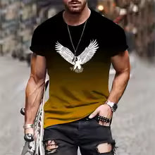 Eagle Wings Pattern T-Shirt For Men Colorful Gradient 3D Printed Tees Casual Short Sleeve O-Neck Tops Street Sports T Shirts